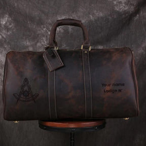 Past Master Blue Lodge California Regulation Travel Bag - Genuine Vintage Leather - Bricks Masons