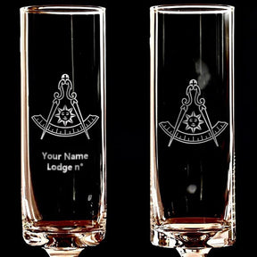 Past Master Blue Lodge California Regulation Champagne Flute - 2 Pieces Set - Bricks Masons