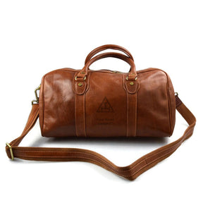 Royal Arch Chapter Travel Bag - Genuine Matte Brown Leather - Bricks Masons