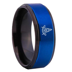 Past Master Blue Lodge California Regulation Ring - Blue Tungsten - Bricks Masons