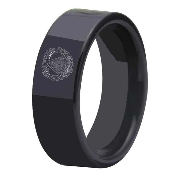 Grand Master Blue Lodge Ring - Black Tungsten - Bricks Masons