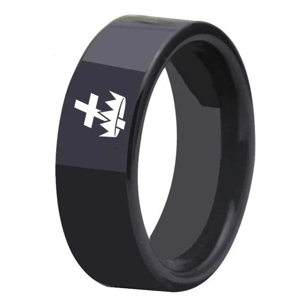 Knights Templar Commandery Ring - Black Tungsten - Bricks Masons