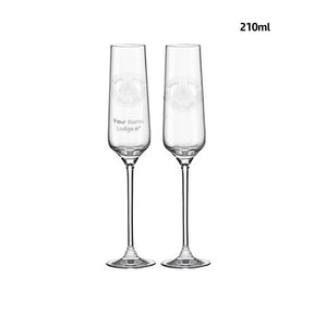 Grand Master Blue Lodge Champagne Flute - 2 Pieces Set - Bricks Masons