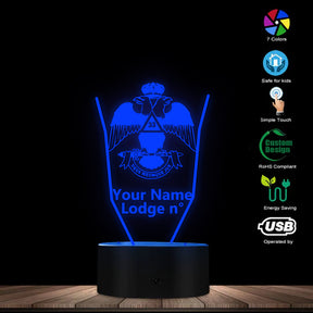 33rd Degree Scottish Rite LED Sign - Wings Down Various Colors - Bricks Masons