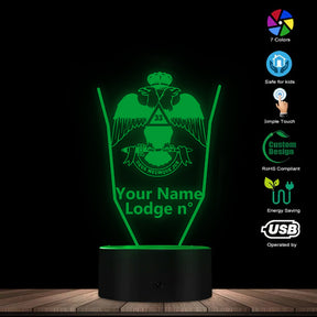 33rd Degree Scottish Rite LED Sign - Wings Down Various Colors - Bricks Masons