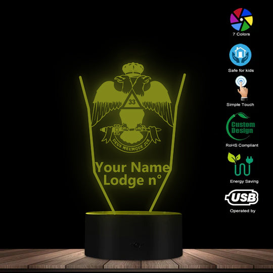 33rd Degree Scottish Rite LED Sign - Wings Down Various Colors - Bricks Masons