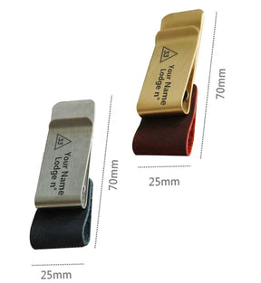 33rd Degree Scottish Rite Pen Holder - Leather Brass - Bricks Masons