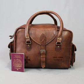 Order of Malta Travel Bag - Vintage Brown Leather - Bricks Masons