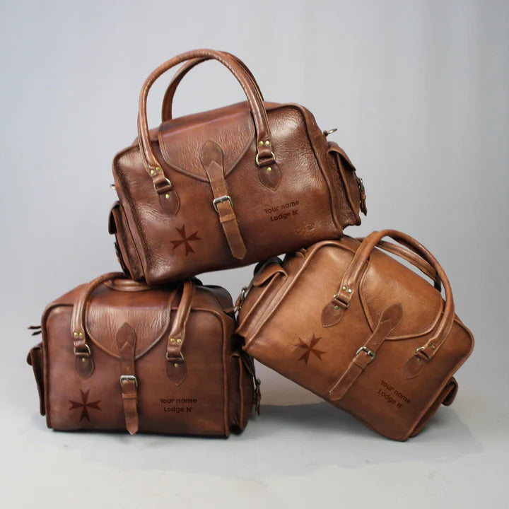 Order of Malta Travel Bag - Vintage Brown Leather - Bricks Masons