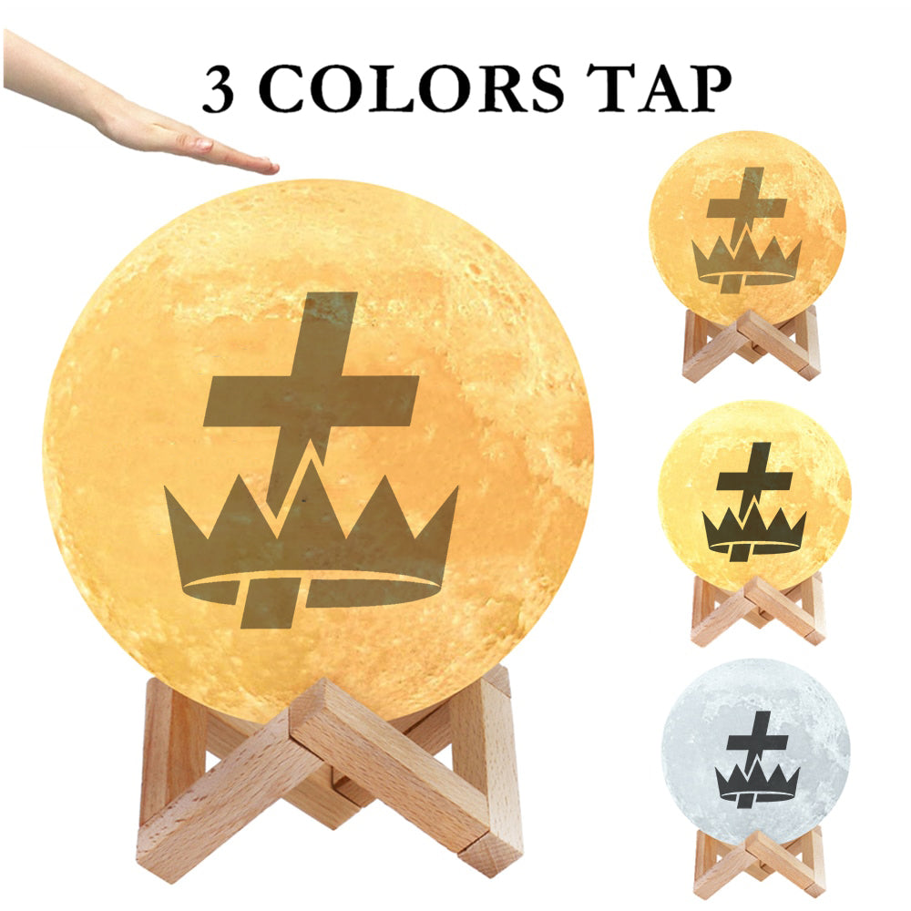 Knights Templar Commandery Lamp - 3D Moon Various Colors - Bricks Masons