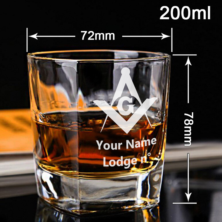 Personalized Masonic Whiskey Glasses - [Multiple Variants] - Bricks Masons