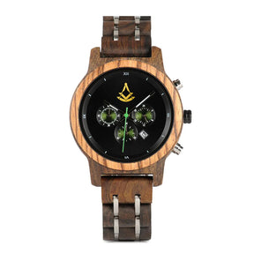 Past Master Blue Lodge Wristwatch - Various Wood Colors - Bricks Masons