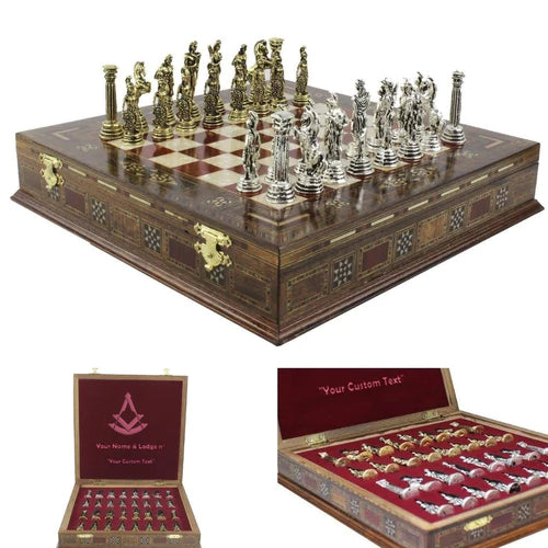 Past Master Blue Lodge Chess Set - Hand Workmanship Patterns - Bricks Masons