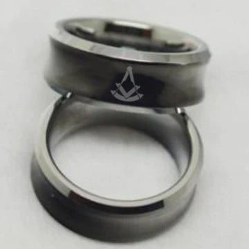 Past Master Blue Lodge Ring - Black Concave Tungsten - Bricks Masons