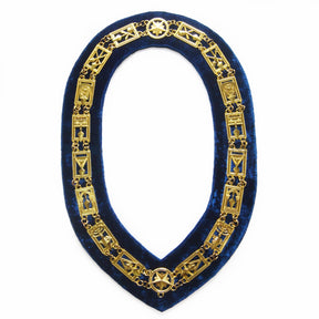 Council Chain Collar - Gold Plated on Blue Velvet - Bricks Masons