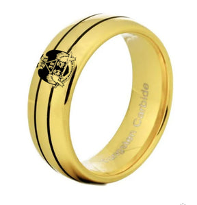 32nd Degree Scottish Rite Ring - Wings Down Gold Rounded Tungsten - Bricks Masons