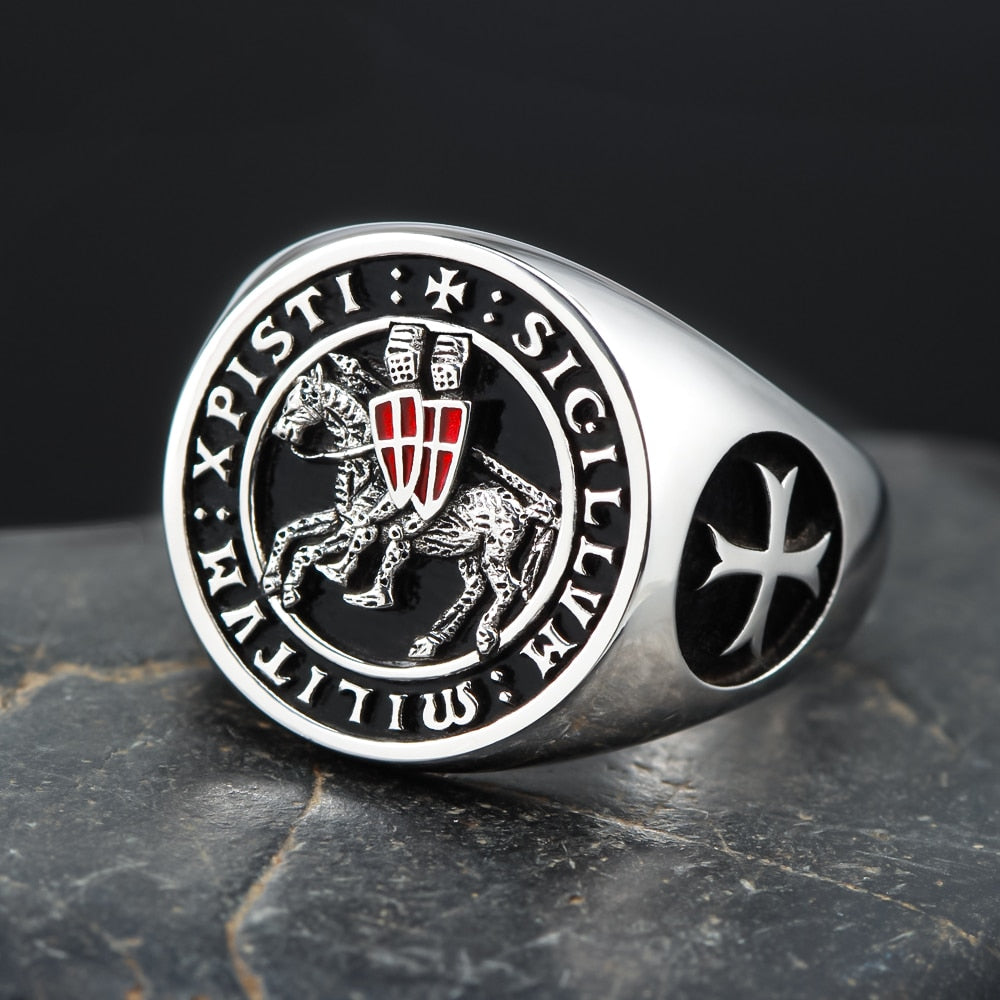 Knights Templar Commandery Ring - Sterling Silver - Bricks Masons