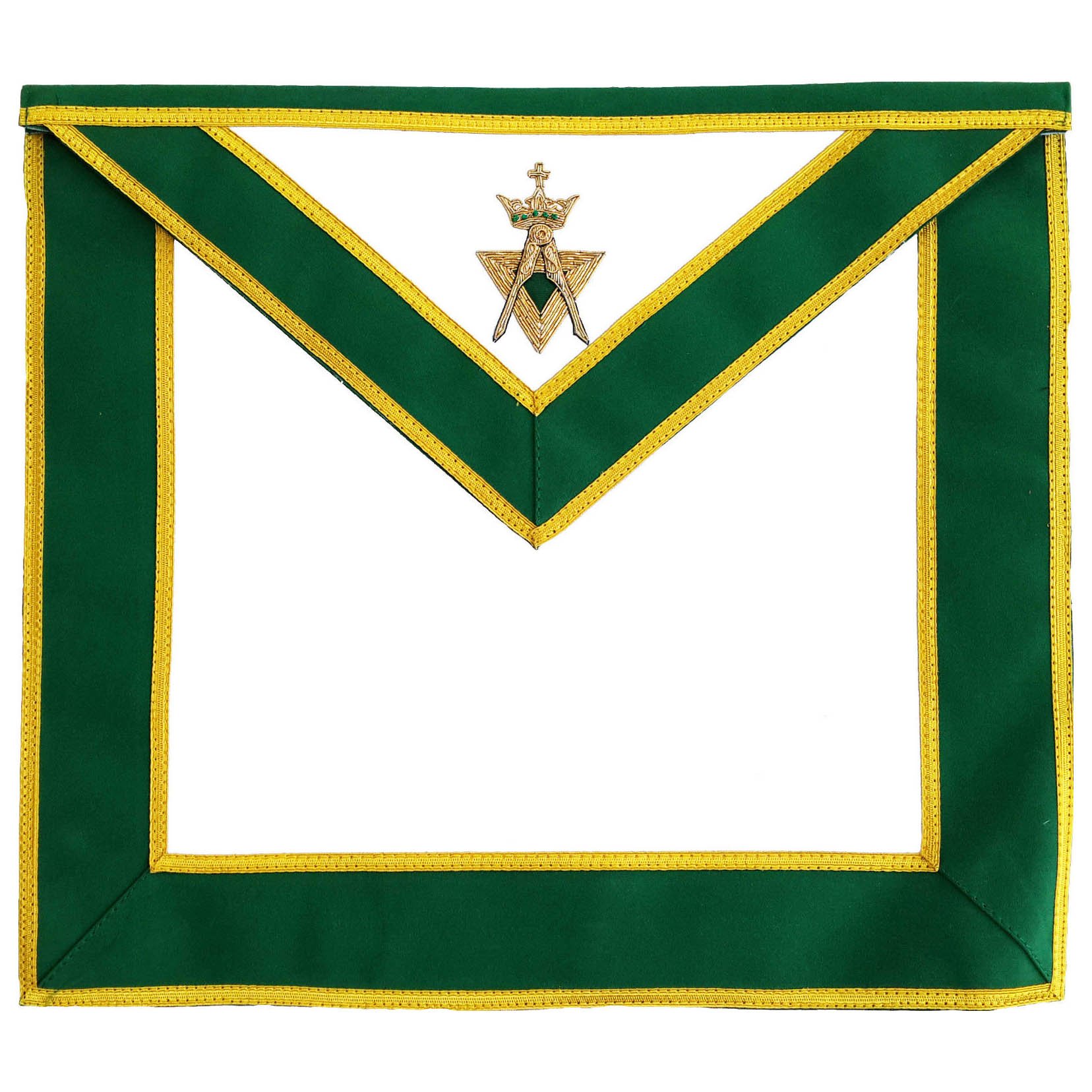 Past Sovereign Master Allied Masonic Degrees Apron - Green Velvet Hand Embroidery - Bricks Masons