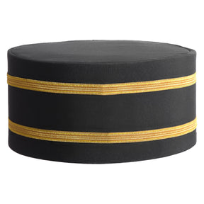 Knights Templar Commandery Crown Cap - Black With Two Gold Braids - Bricks Masons