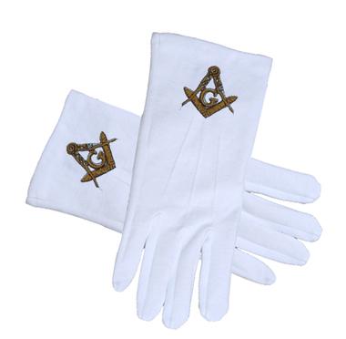 Master Mason Blue Lodge Glove - STANDARD GOLD - Bricks Masons