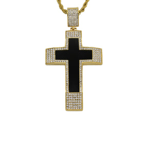 Knights Templar Commandery Necklace - Iced Out Bold Cross Pendant - Bricks Masons