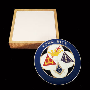 Blue Lodge / Royal Arch / Council / Knights Templar Commandery Car Emblem - York Rite Blue Medallion - Bricks Masons