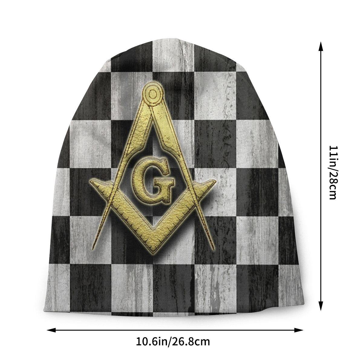 Master Mason Blue Lodge Beanie - Checkers Slouchy Hat - Bricks Masons