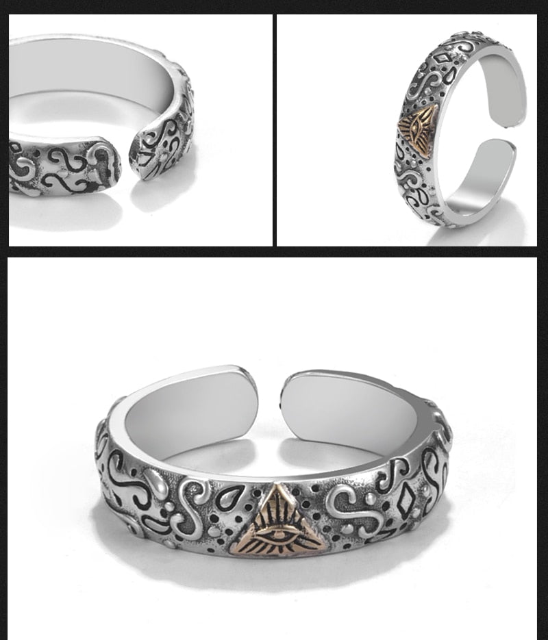 Eye Of Providence Ring - Adjustable 925 Sterling Silver - Bricks Masons
