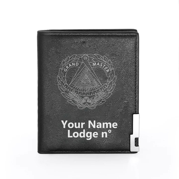 Grand Master Blue Lodge Wallet - Black & Brown - Bricks Masons