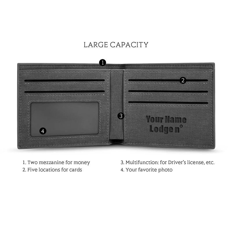 Grand Master Blue Lodge Wallet - Leather Various Colors - Bricks Masons