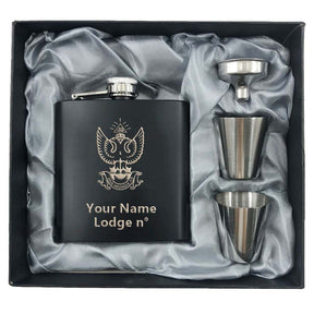 33rd Degree Scottish Rite Flask - Wings Up 2 Shot Glasses & Funnel - Bricks Masons