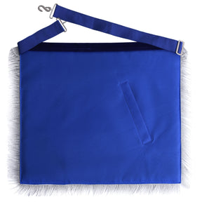 Junior Warden Blue Lodge Officer Apron - Navy Blue Velvet With Fringe - Bricks Masons