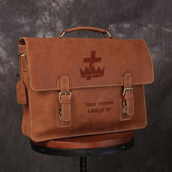Knights Templar Briefcase - Handmade Leather - Bricks Masons