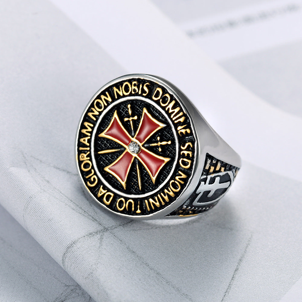 Knights Templar Commandery Ring - Silver Stainless Steel - Bricks Masons