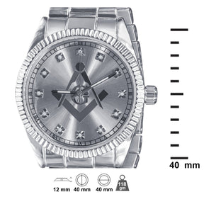 Masonic Iced Out Metallic Watch - Bricks Masons