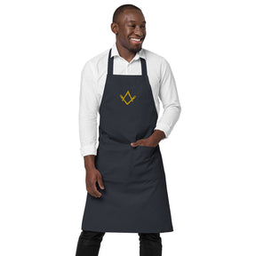 Master Mason Bllue Lodge Kitchen Apron - Fork Square and Compass Embroidery - Bricks Masons