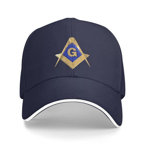 Master Mason Blue Lodge Baseball Cap - Golden Square & Compass G Adjustable Baseball Cap [Multiple Colors] - Bricks Masons