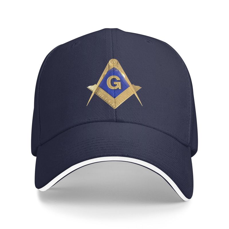 Master Mason Blue Lodge Baseball Cap - Golden Square & Compass G Adjustable Baseball Cap [Multiple Colors] - Bricks Masons