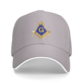 Master Mason Blue Lodge Baseball Cap - Golden Square & Compass G Adjustable Baseball Cap [Multiple Colors] - Bricks Masons