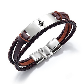 Master Mason Blue Lodge Bracelet - Black & Brown - Bricks Masons