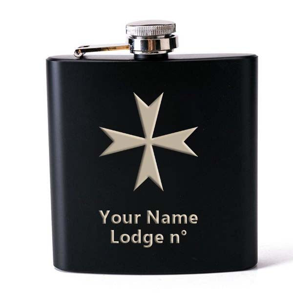 Order Of Malta Commandery Flask - 2 Shot Glasses & Funnel - Bricks Masons