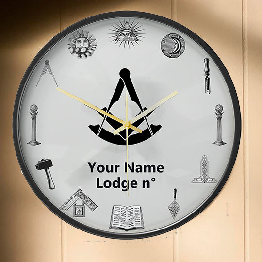 Past Master Blue Lodge Clock - Frame with LED - Bricks Masons