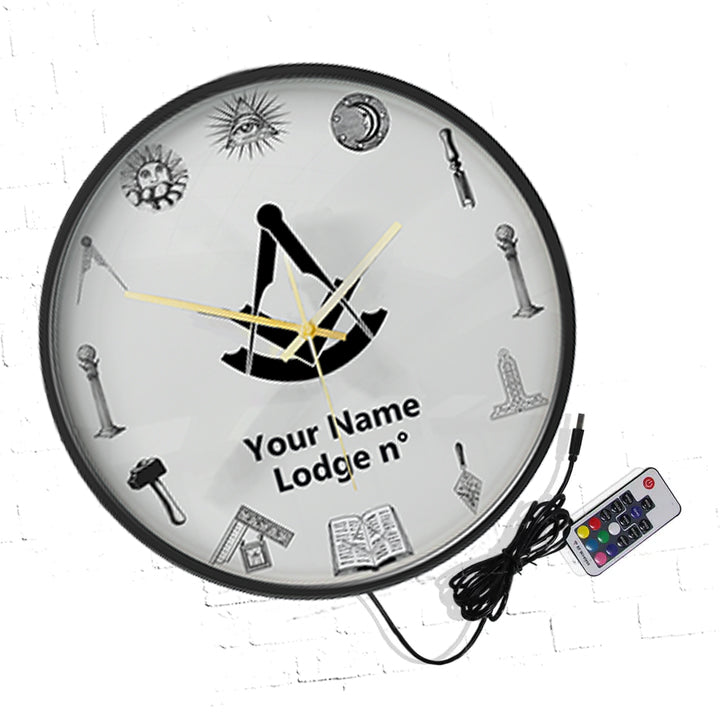 Past Master Blue Lodge Clock - Frame with LED - Bricks Masons