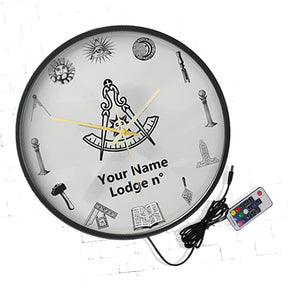 Past Master Blue Lodge California Regulation Clock - Frame with LED - Bricks Masons