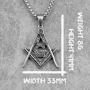 Master Mason Blue Lodge Necklace - Square and Compass G Stainless Steel - Bricks Masons