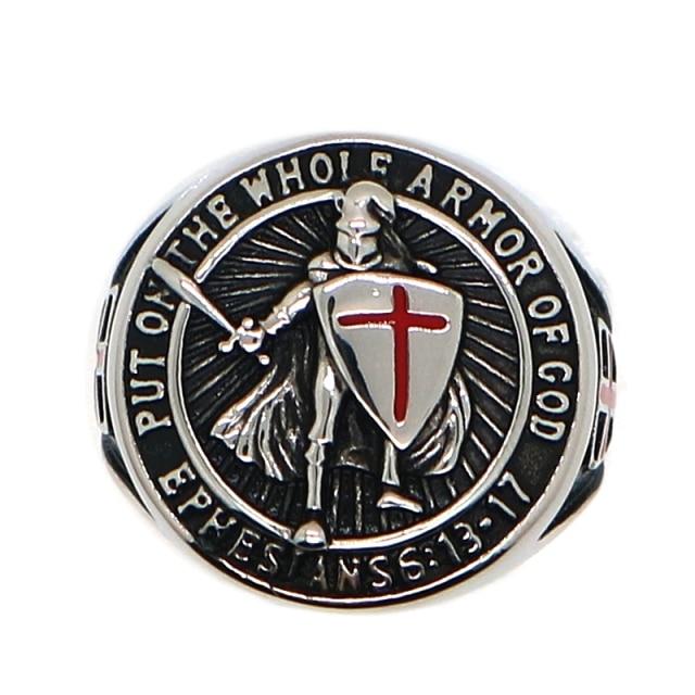 Knights Templar Commandery Ring - "Put On The Whole Armor Of God" Cross - Bricks Masons
