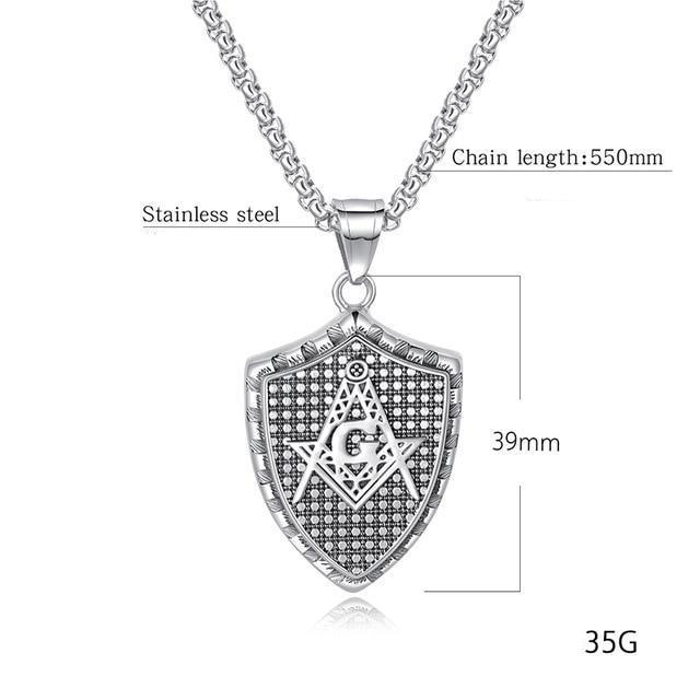 Multiple Colors Shield Masonic Pendant Necklace - Bricks Masons