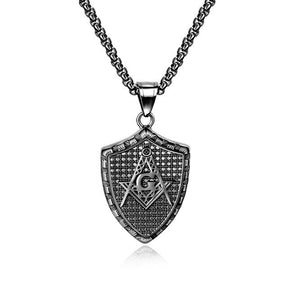 Multiple Colors Shield Masonic Pendant Necklace - Bricks Masons