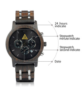 Royal Arch Chapter Wristwatch - Various Wood Colors - Bricks Masons