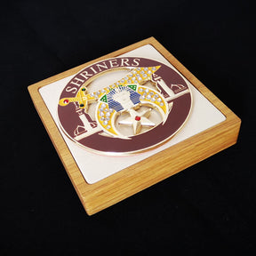 Shriners Car Emblem - Rhinestone Minarets Medallion Dark Brown - Bricks Masons